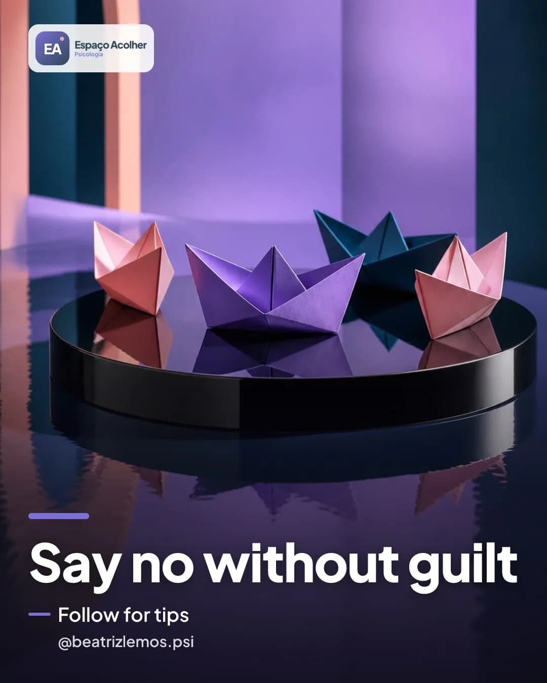 Instagram design created by Postaro for @beatrizlemos.psi: Say no without guilt