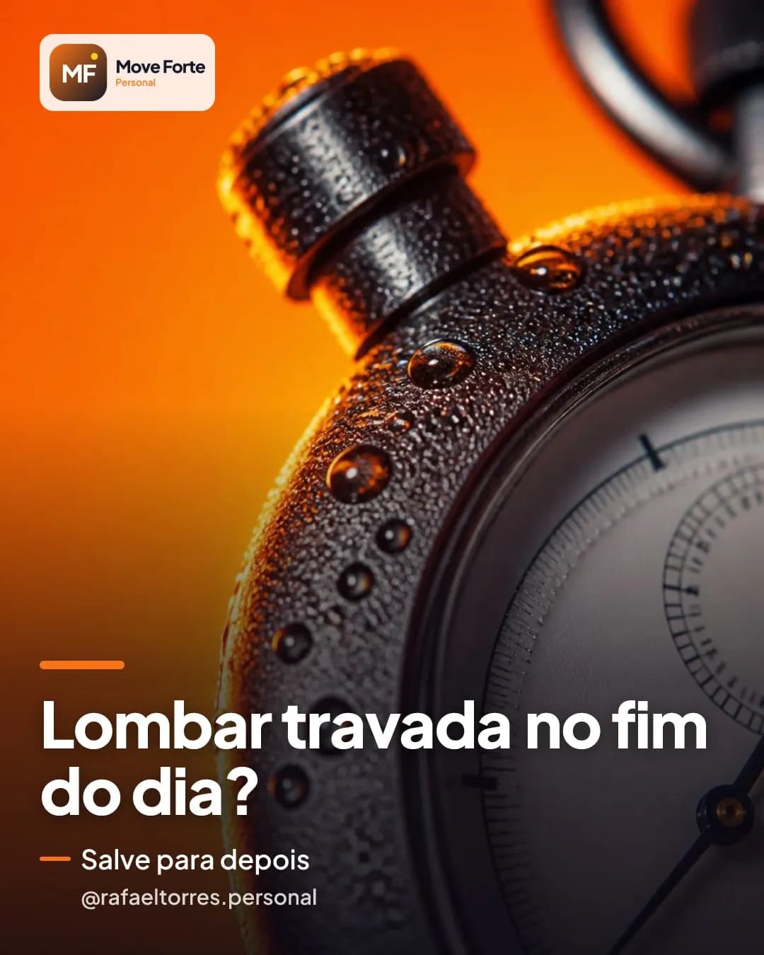 Arte de Instagram criada pelo Postaro para @rafaeltorres.personal: Lombar travada no fim do dia?