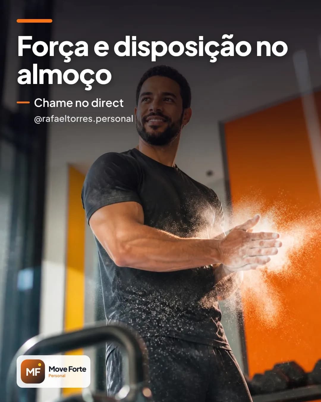 Arte de Instagram criada pelo Postaro para @rafaeltorres.personal: Força e disposição no almoço